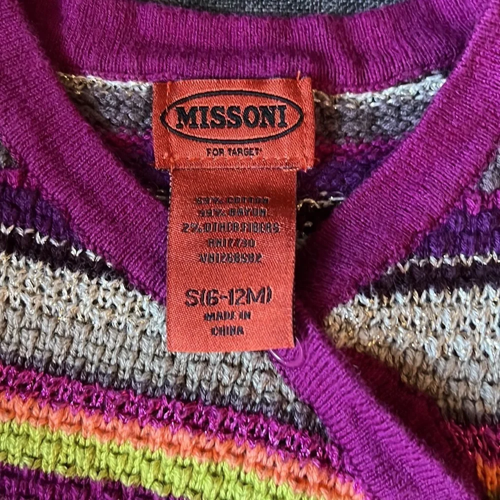 Missoni for Target romper by size