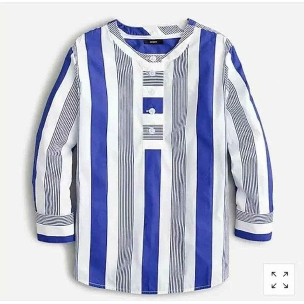 J. Crew nautical Button-front cotton poplin tunic in stripe