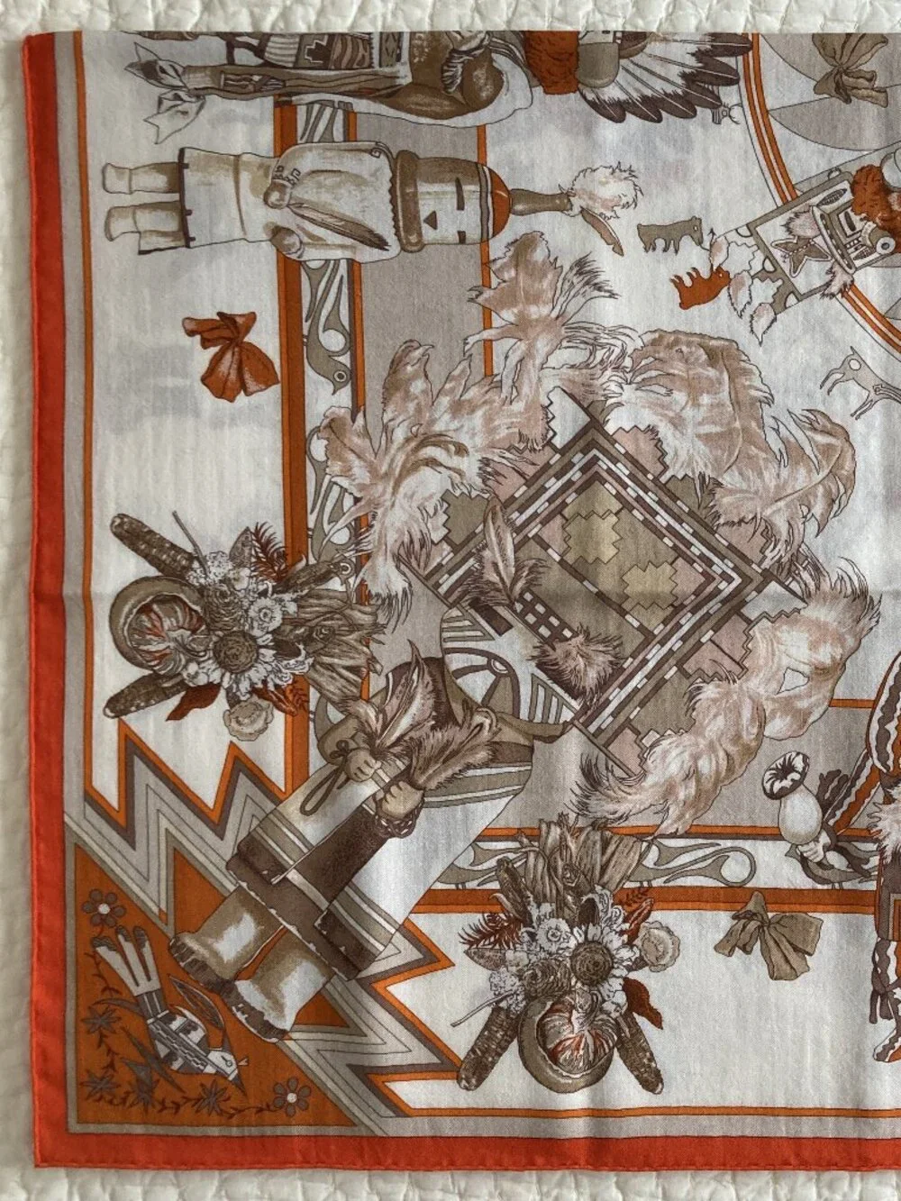 Hermes Kachinas Cashmere Silk Shawl Scarf