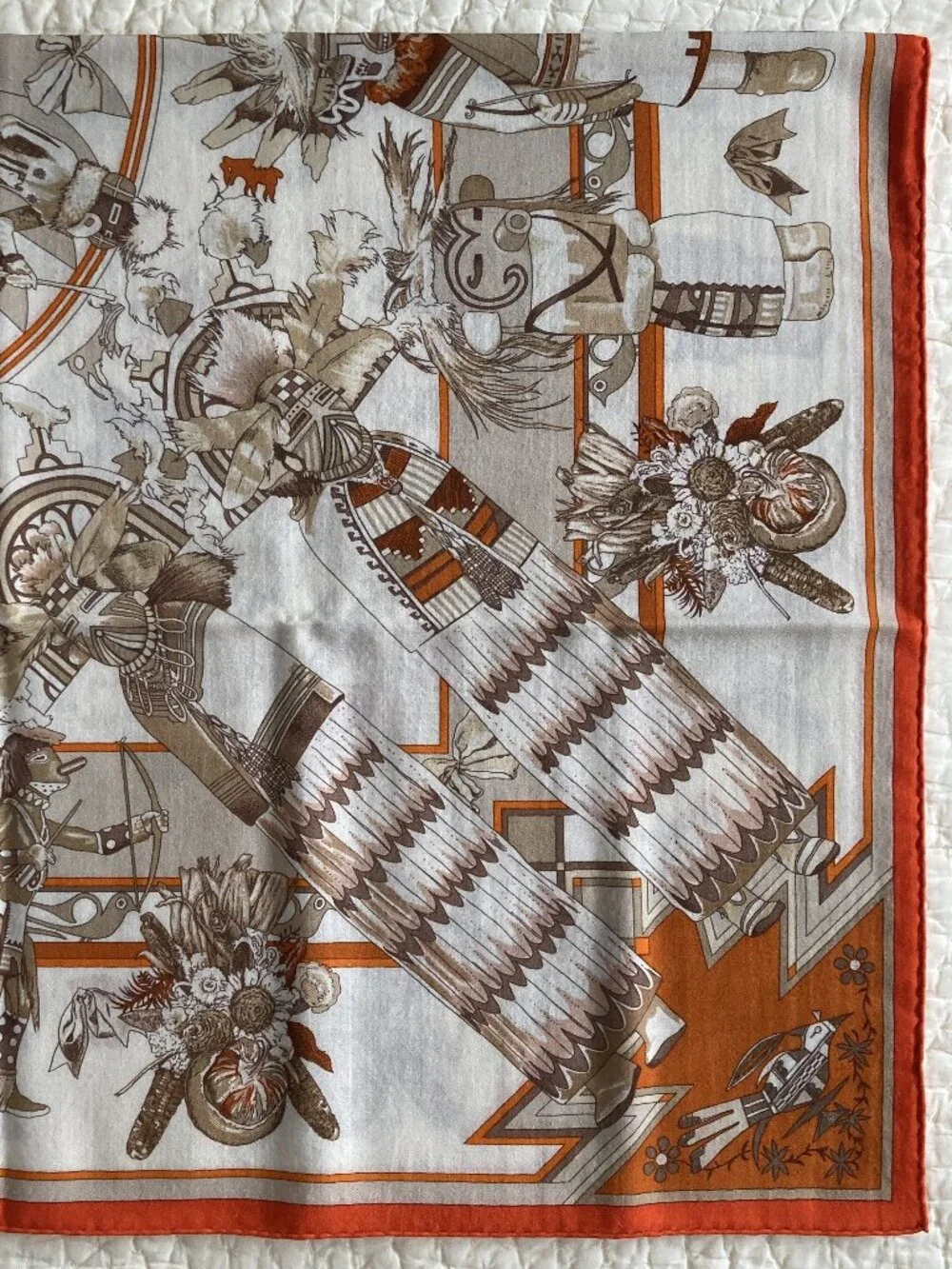 Hermes Kachinas Cashmere Silk Shawl Scarf