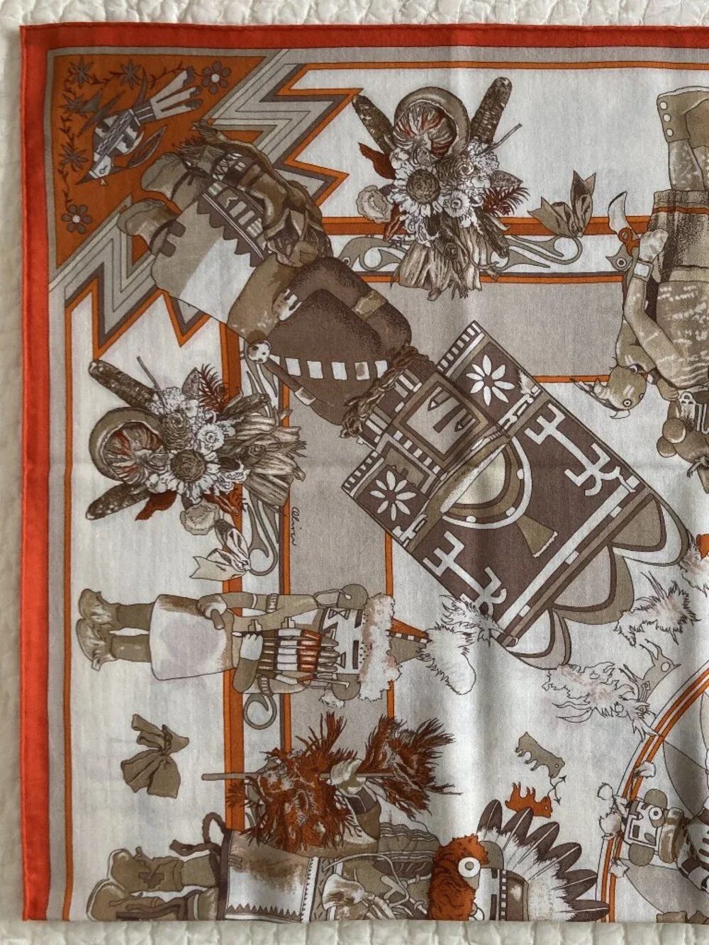 Hermes Kachinas Cashmere Silk Shawl Scarf