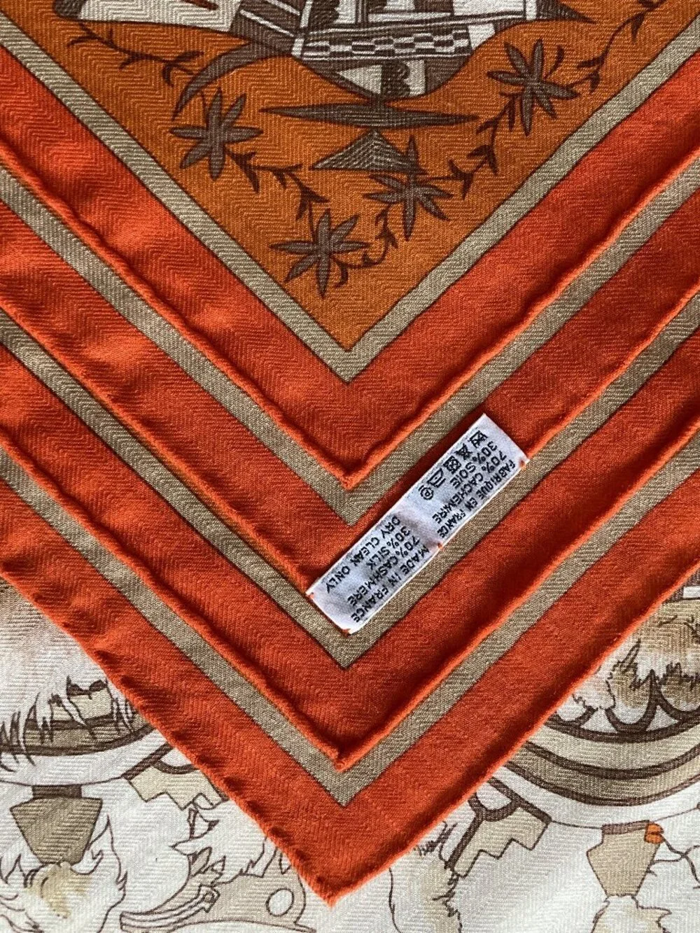 Hermes Kachinas Cashmere Silk Shawl Scarf