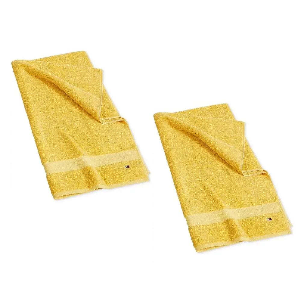 2 new MIMOSA YELLOW Tommy Hilfiger Modern American 100% Cotton BATH Towels