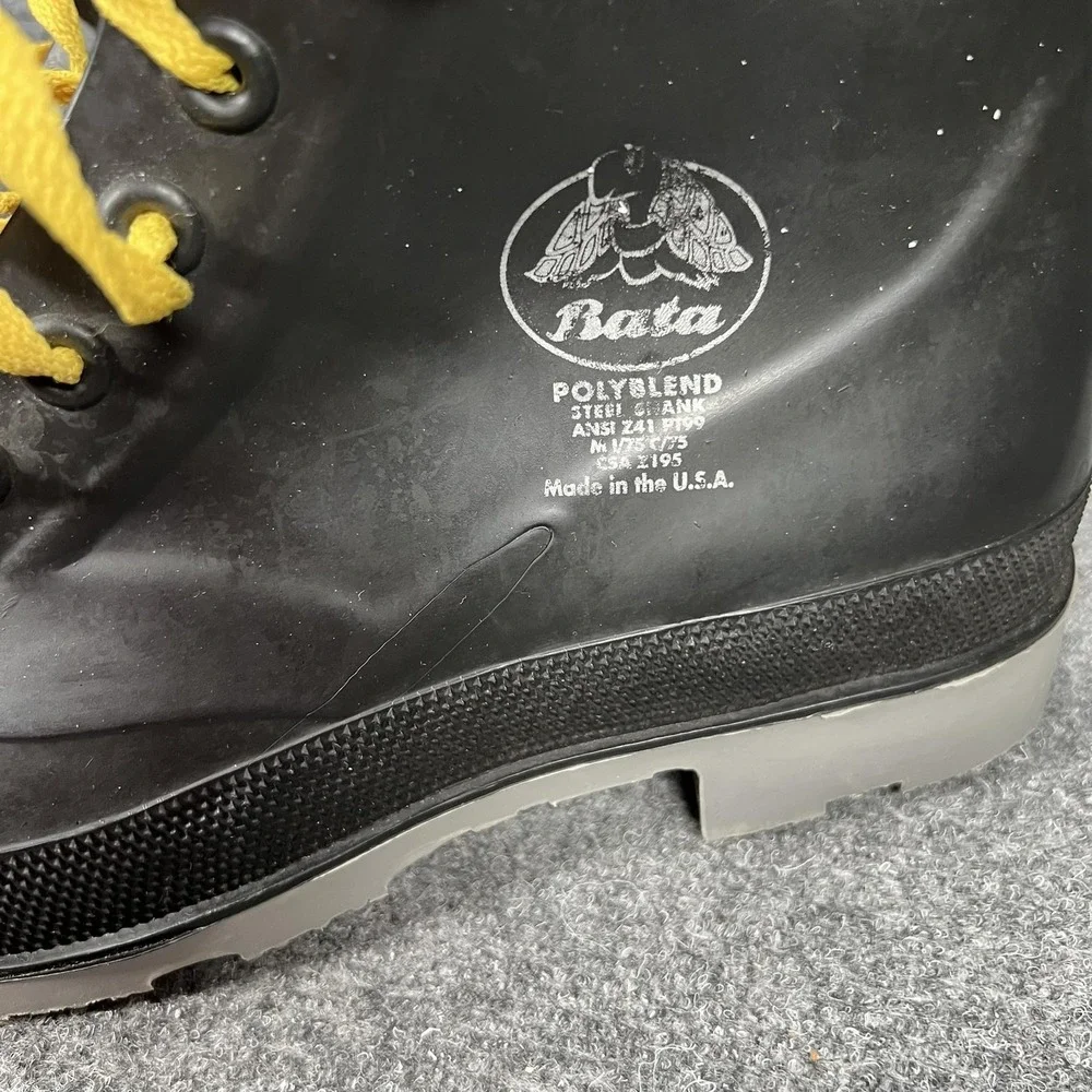 Bata Polyblend Boots Mens Size 10 Black Rubber Waterproof Ankle Work Made USA
