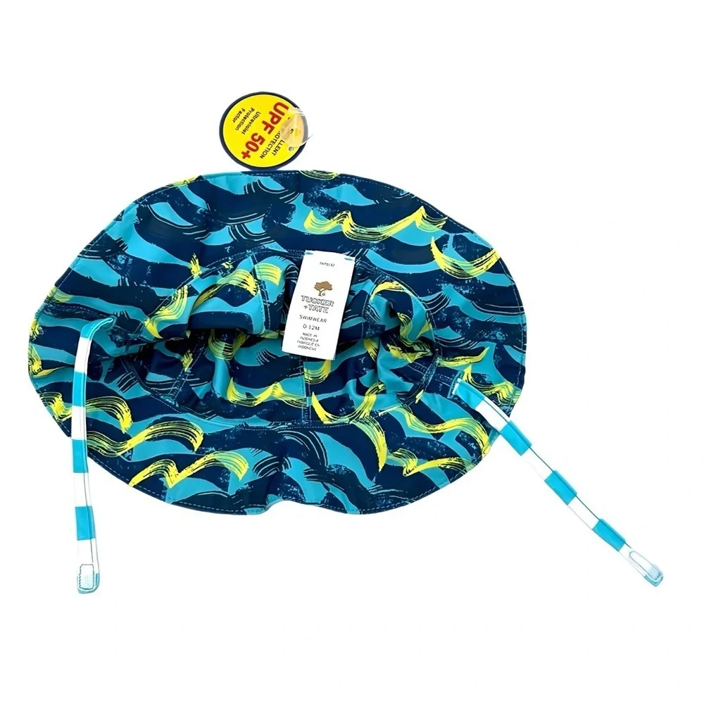 Tucker Tate Baby Reversible Swim Sun Hat UPF 50 Blue White Striped 0-12M Infant