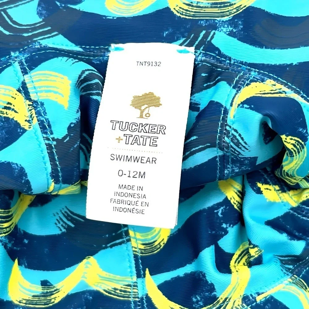 Tucker Tate Baby Reversible Swim Sun Hat UPF 50 Blue White Striped 0-12M Infant