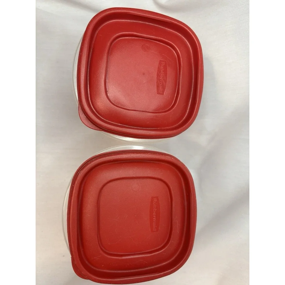 Rubbermaid Storage Container Set 1.2L Rectangular Clear/Red Snap Lid 2pcs