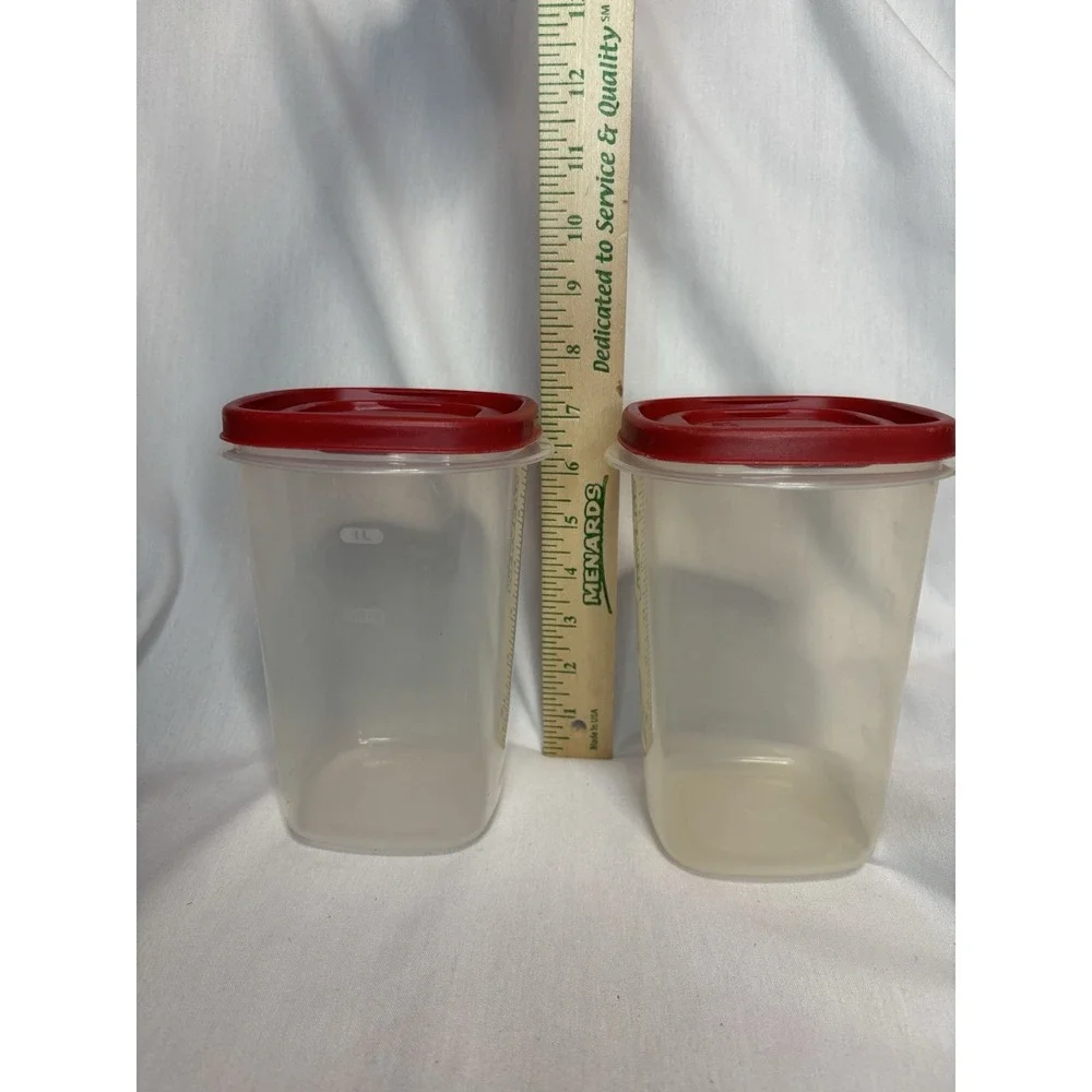 Rubbermaid Storage Container Set 1.2L Rectangular Clear/Red Snap Lid 2pcs