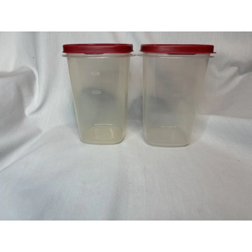Rubbermaid Storage Container Set 1.2L Rectangular Clear/Red Snap Lid 2pcs