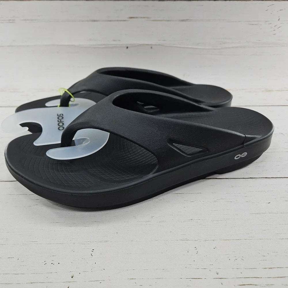 OOFOS Ooriginal Mens 14 Black Recovery Sandals Thong Flip Flops Slip On