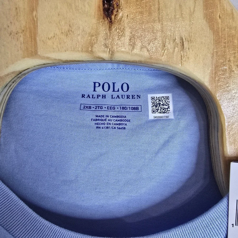 Polo Ralph Lauren Mens 2XB Light Blue Cotton Pocket T-Shirt NWT 711704248132