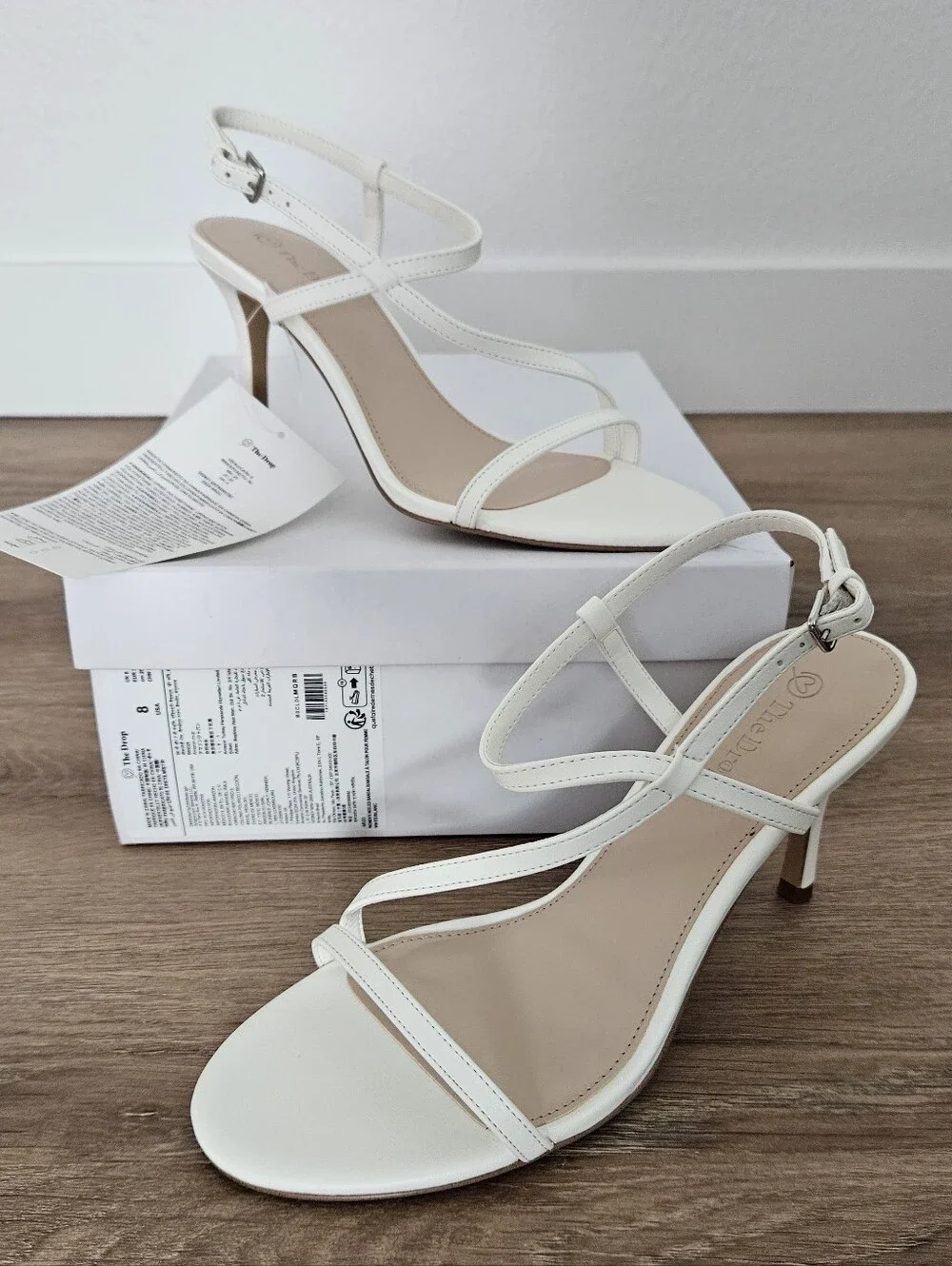 The Drop Arco White Strappy High Heel Sandals Size 8
