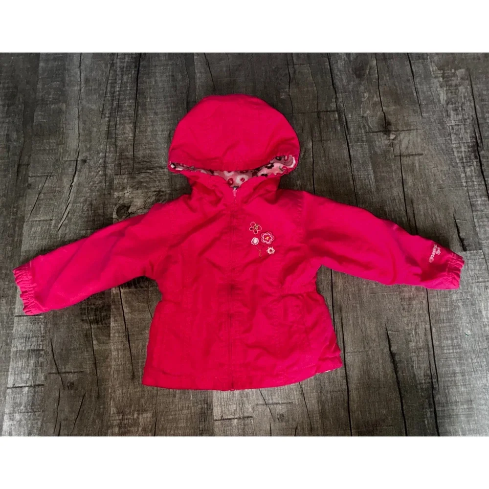 Vintage OshKosh Bgosh Girls Reversible Hooded Jacket Pink Floral Fleece 3T