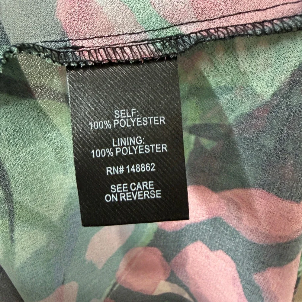 Torrid Womens Plus‎ Size 3 Tropical Floral Chiffon Smocked Midi Dress Black Pink
