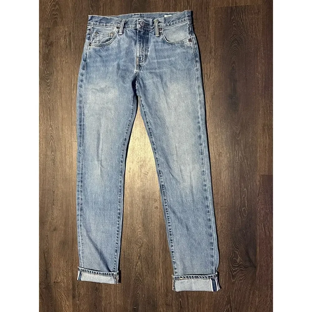 Levi's White Oak Cone Denim Selvedge Blue Jeans Distressed Size 30x34 Zip Fly