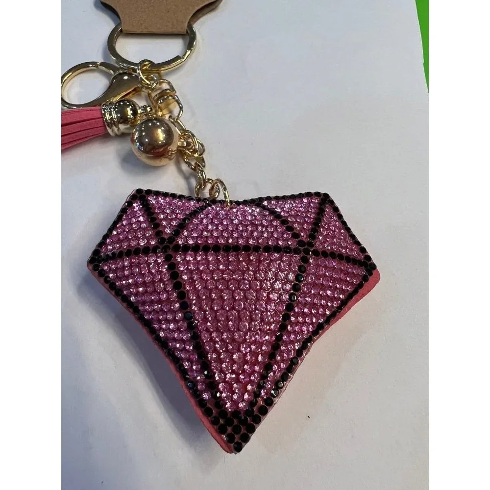 NWT Fashion Jewelry Rhinestone Pink Diamond Keychain/Bag Clip‎