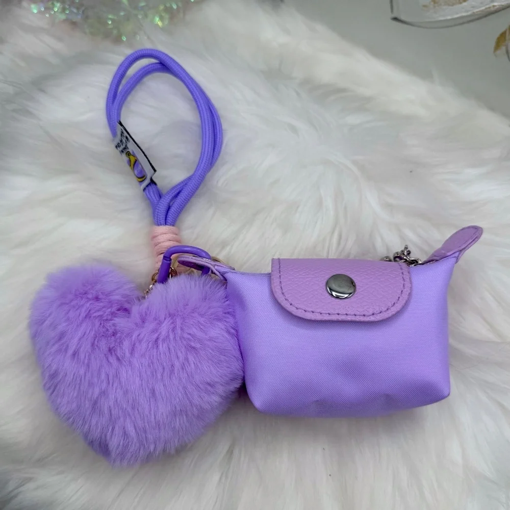 Women's Mini Lilac Coin Purse wristlet w/ Heart Keychain Charm