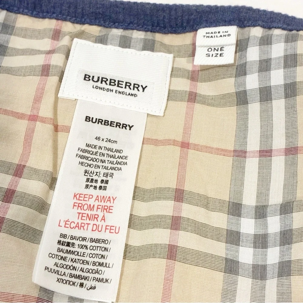 Burberry Baby Blue Novacheck Snap Cotton Bib Accessory‎