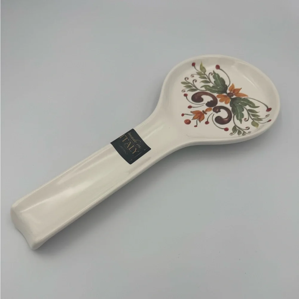 Ceramica Cuore Italian Ceramic Spoon Rest Floral Hand Painted‎ Made in Italy