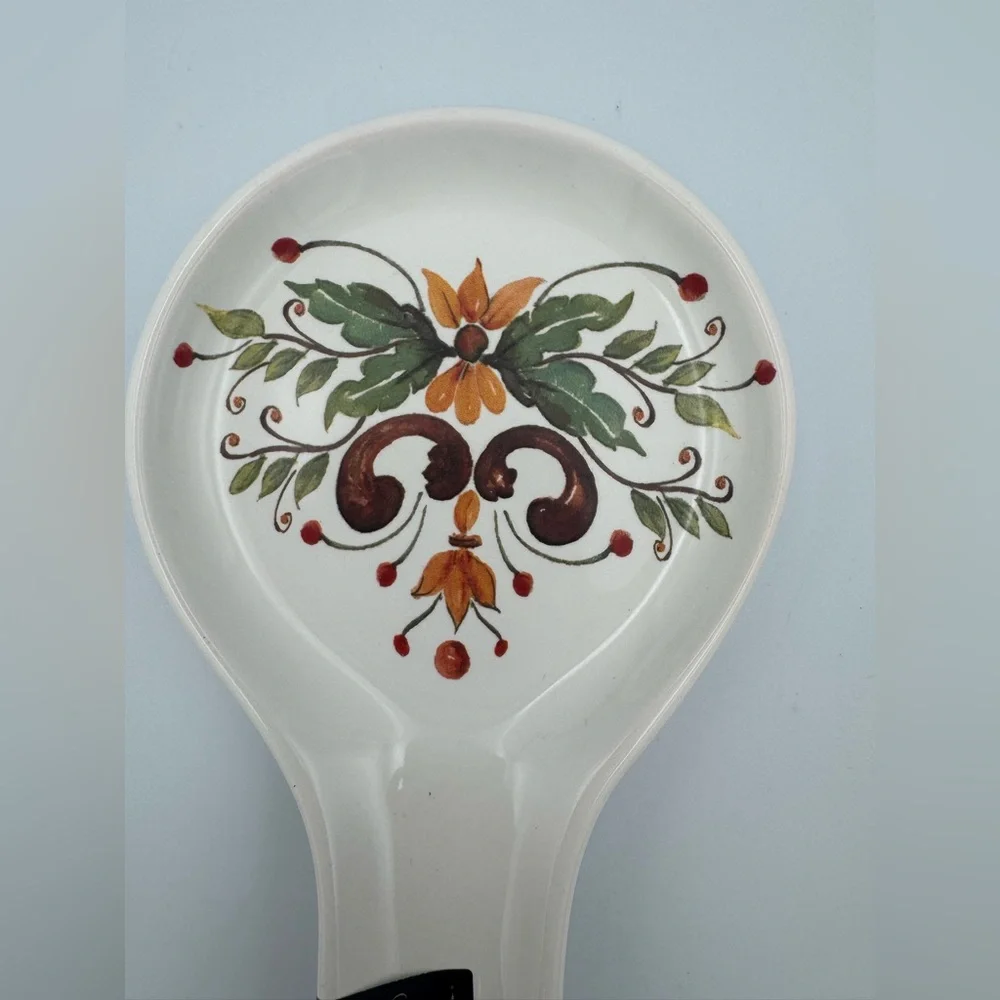 Ceramica Cuore Italian Ceramic Spoon Rest Floral Hand Painted‎ Made in Italy