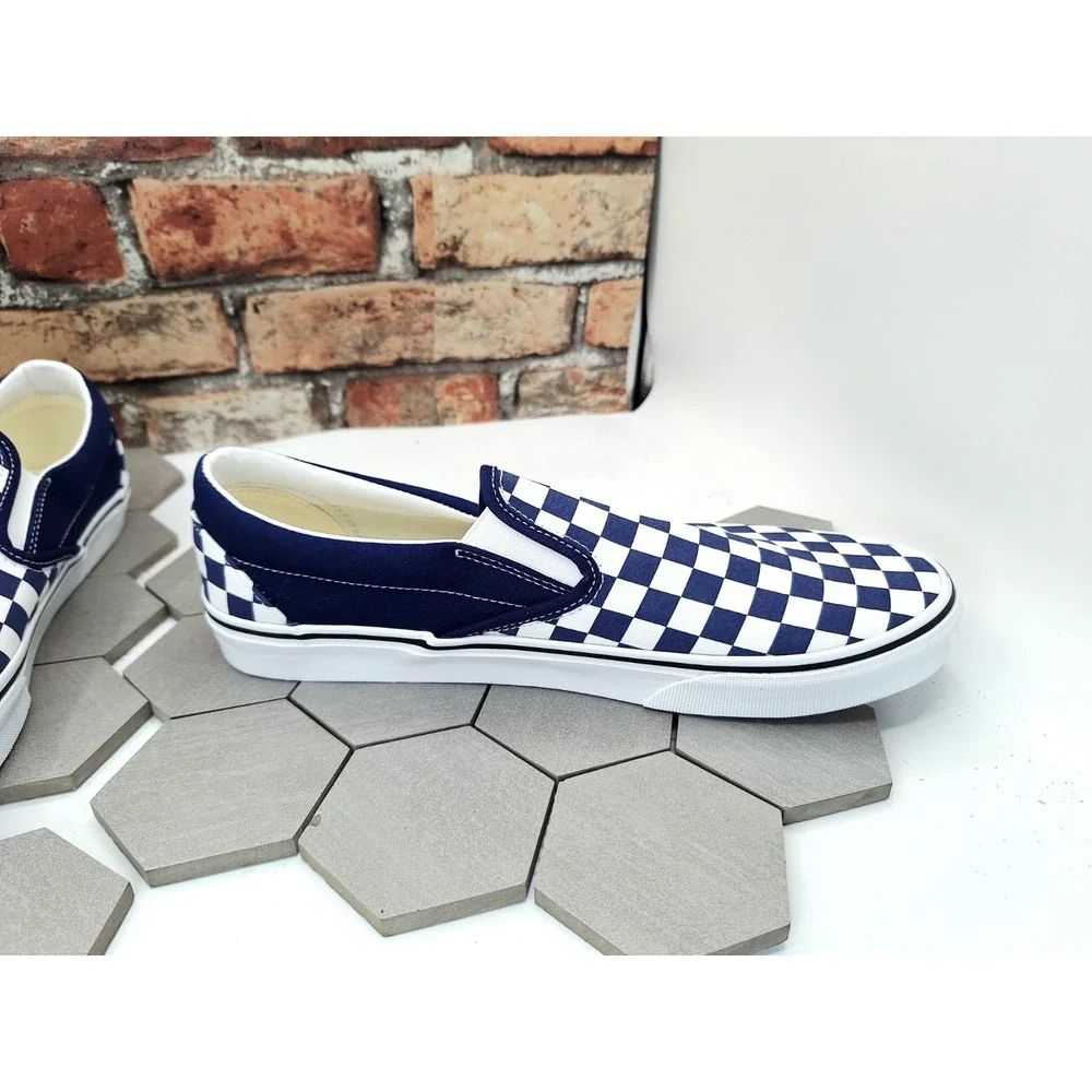 Vans Classic Slip-On Checkerboard Navy Blue/White Shoes Men's 9.5/ Women's 11