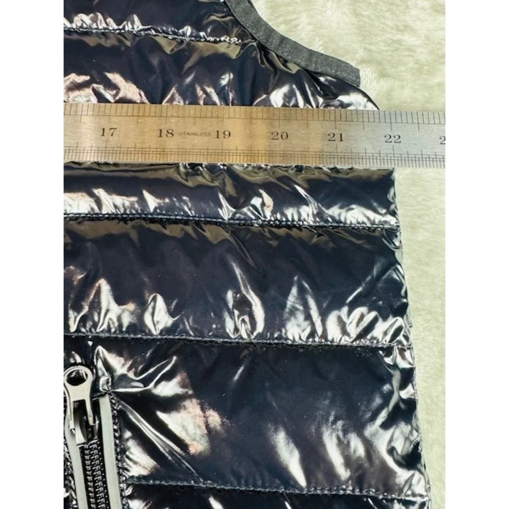 NWT Noize Mens Small Glossy Black Puffer Vest‎ Hooded Blue Lining New With Tags