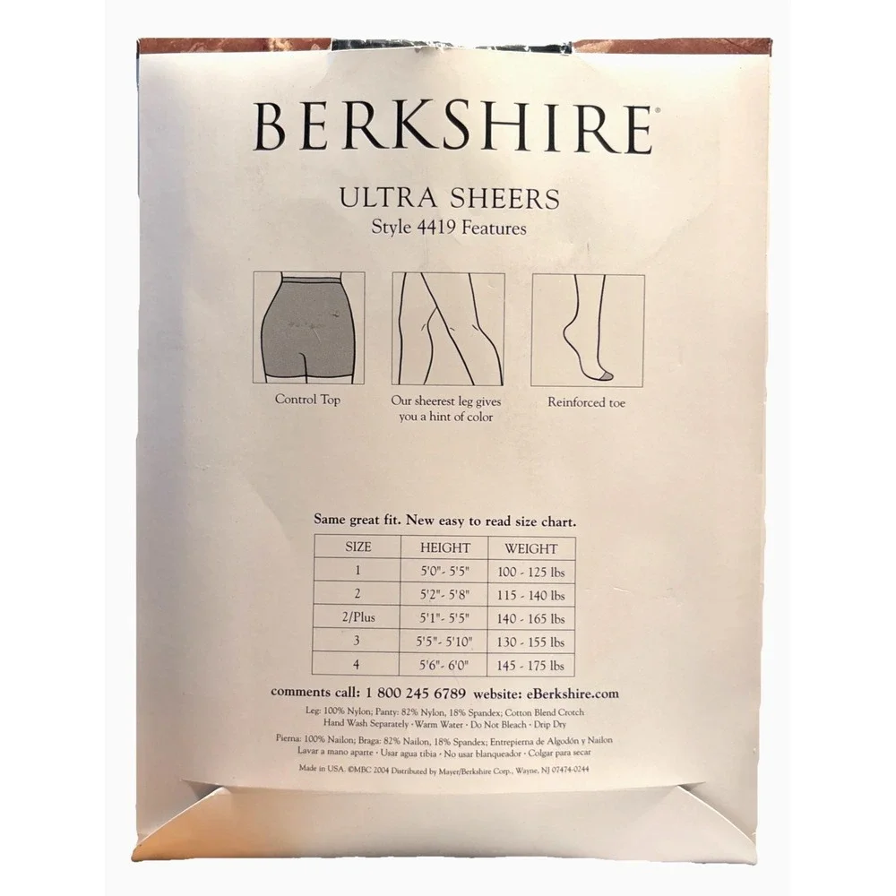 Vintage Berkshire Ultra Sheer Control Top Reinforced Toe Size 4 Navy‎ Blue 4419
