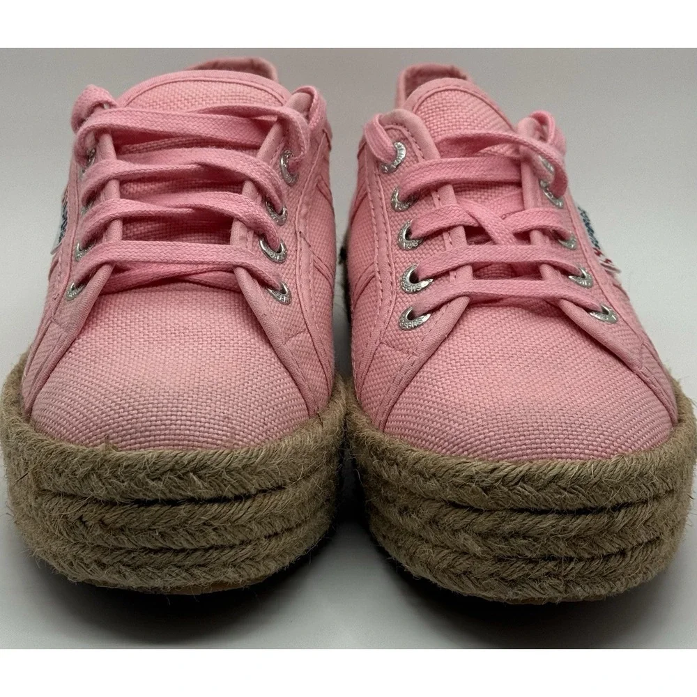 Superga Pink Canvas Platform Espadrille Sneakers Sz6‎ Cottage Core Granola