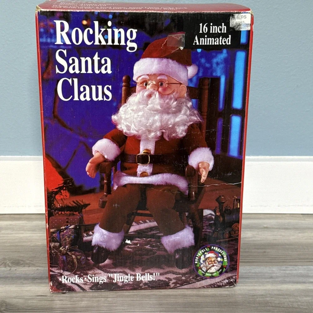 Gemmy North Pole‎ Productions Vtg 1991 Rocking Chair Santa Jingle Bells 13