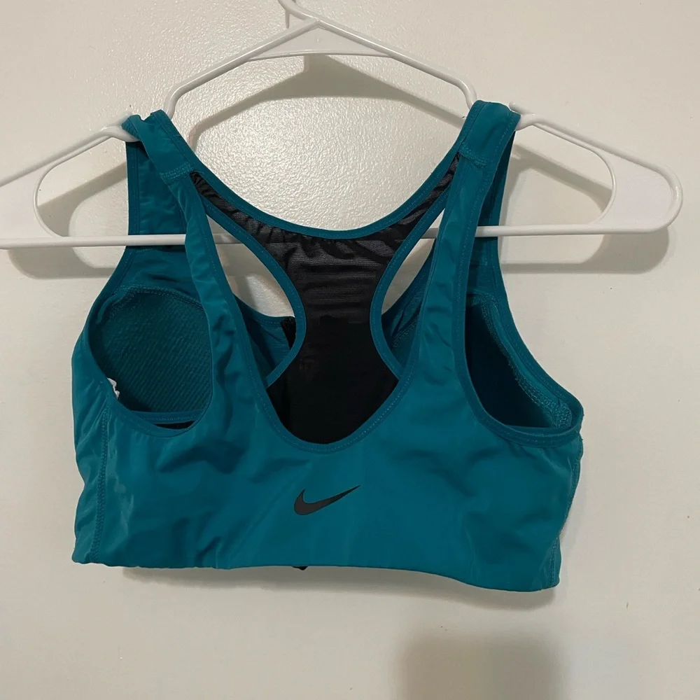 Nike dri fit zip front mesh Racerback teal padded sports bra size small