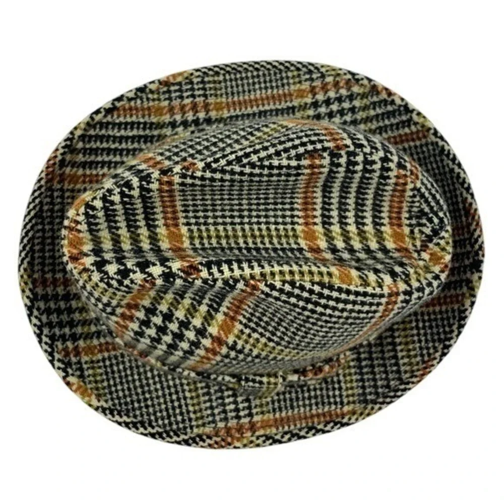 Vintage Churchill Ltd Plaid Tweed Hat Fedora Genuine Lambswool Classic 6 7/8‎
