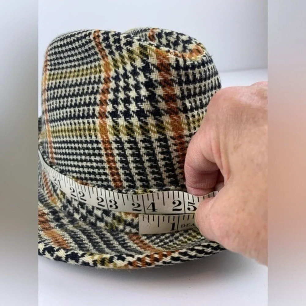 Vintage Churchill Ltd Plaid Tweed Hat Fedora Genuine Lambswool Classic 6 7/8‎