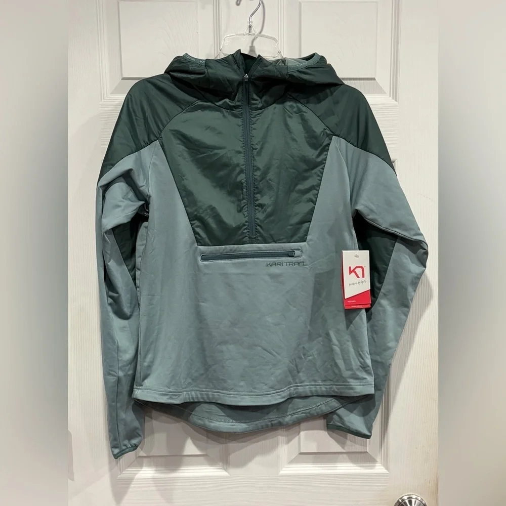 Kari Traa Women’s Small Henni Hybrid Jacket Sage Green NWT Hood Half-Zip Pockets