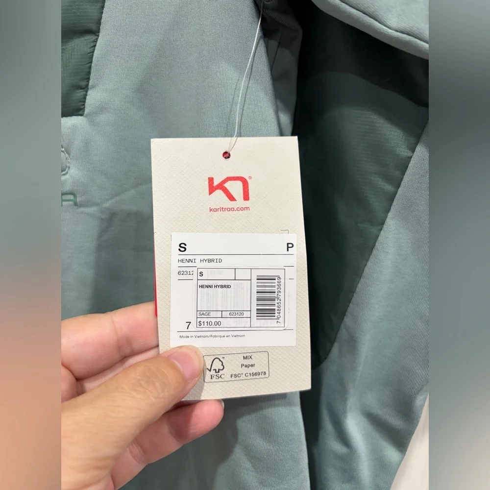 Kari Traa Women’s Small Henni Hybrid Jacket Sage Green NWT Hood Half-Zip Pockets