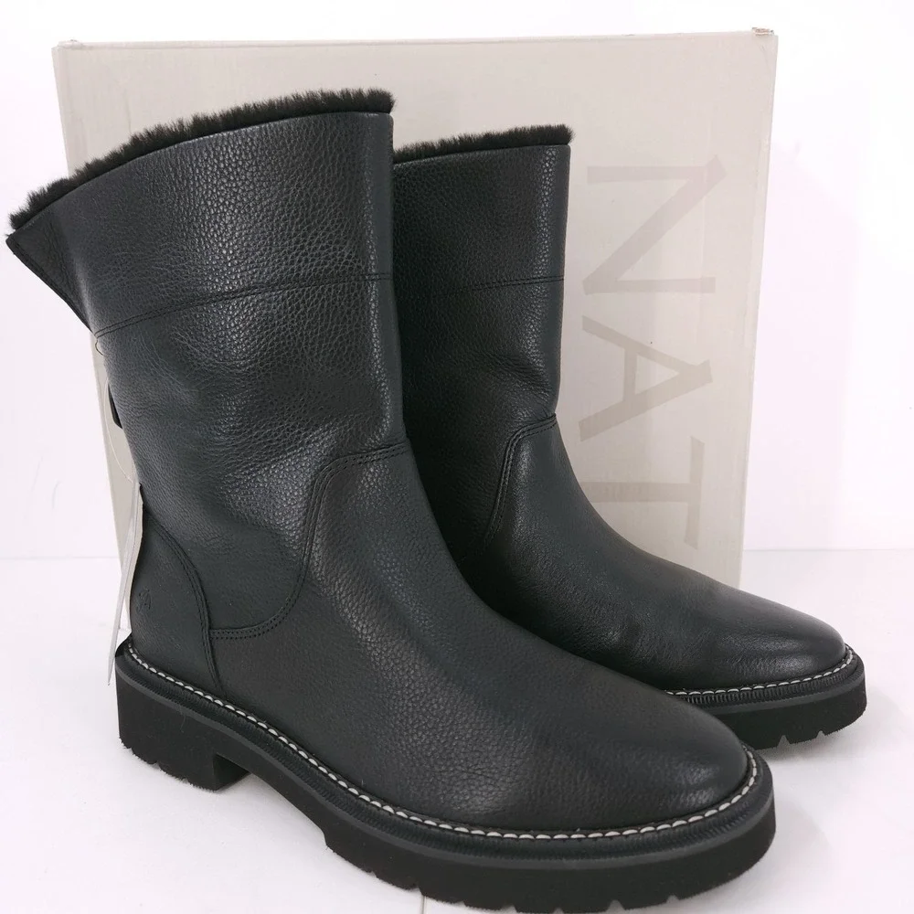 Naturalizer Sense Black Leather Ankle Winter Booties Womens Size 9.5‎ WW
