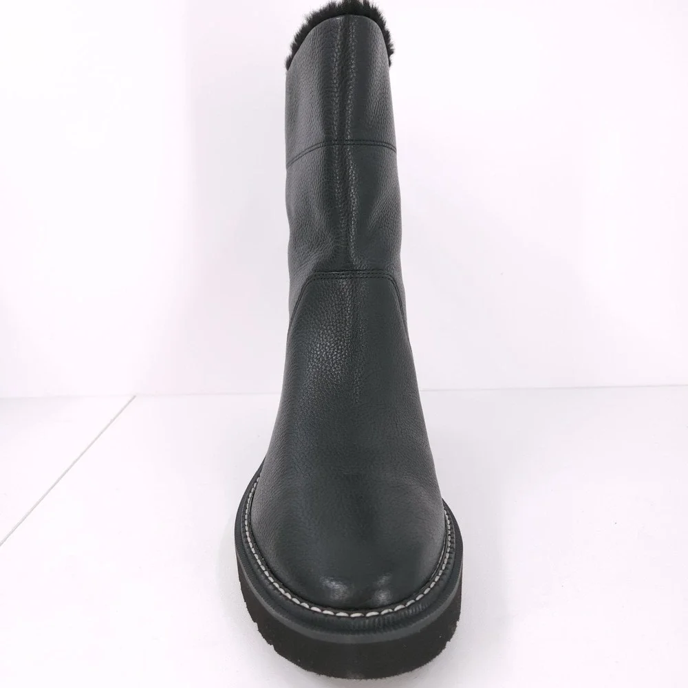 Naturalizer Sense Black Leather Ankle Winter Booties Womens Size 9.5‎ WW