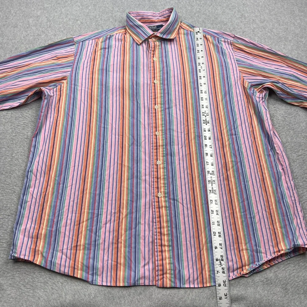 Polo Ralph Lauren Westerton Shirt Mens XL Multicolor Striped Button Front Cotton