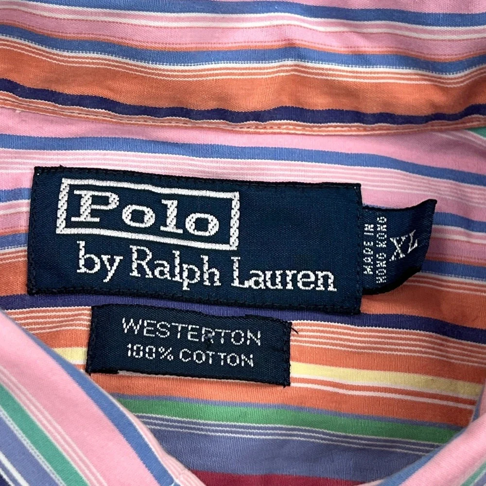 Polo Ralph Lauren Westerton Shirt Mens XL Multicolor Striped Button Front Cotton