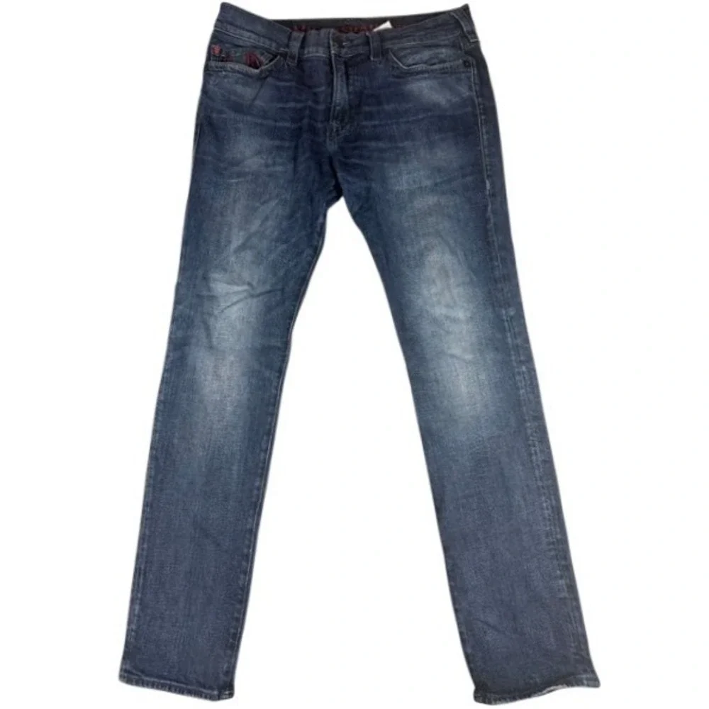 True Religion x Manchester United Men's Jeans Size 36 Red Thick Stitch Jack