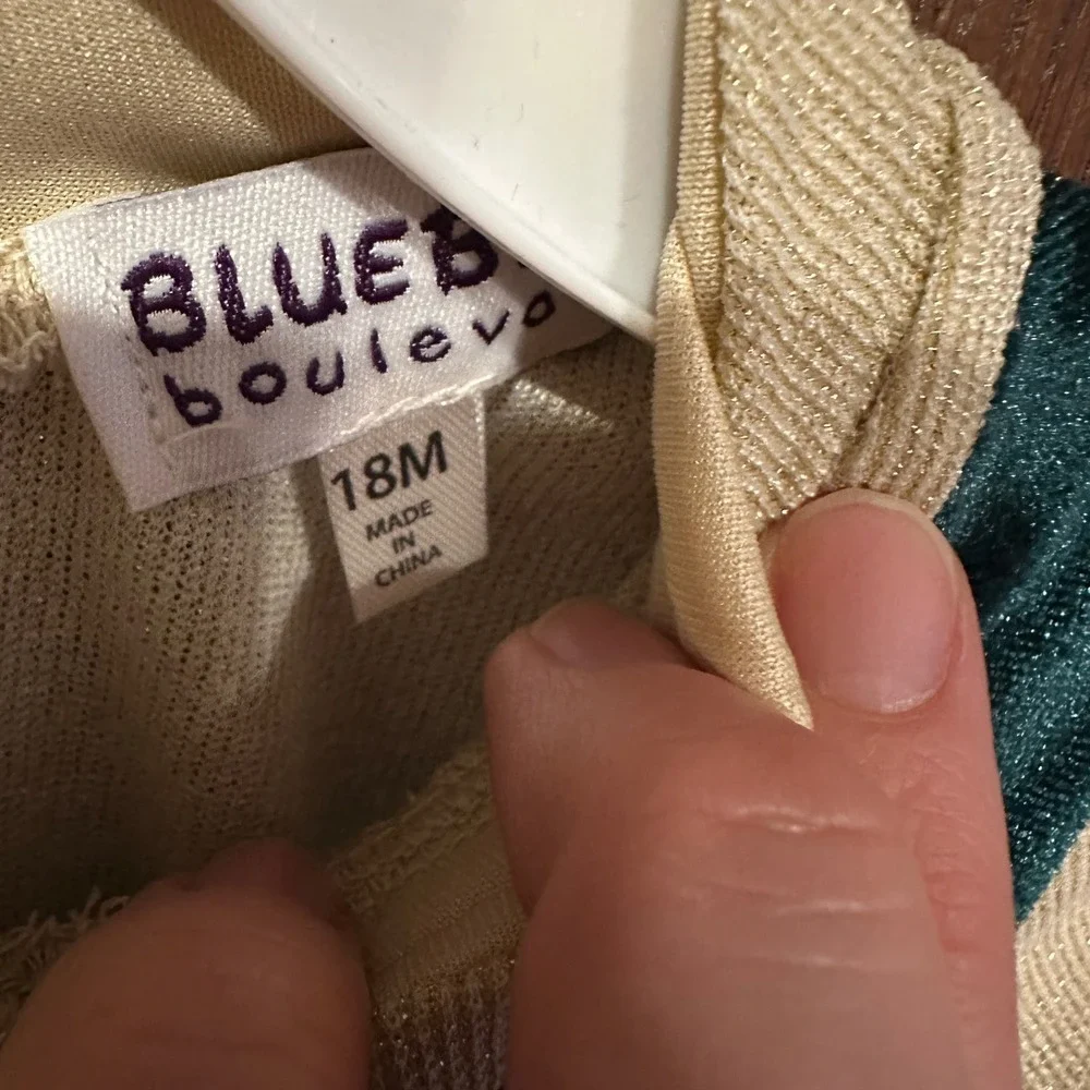 Blueberi Boulevard Baby Girls Hunter Green‎ Velvet Bow Christmas Dress 18 Month