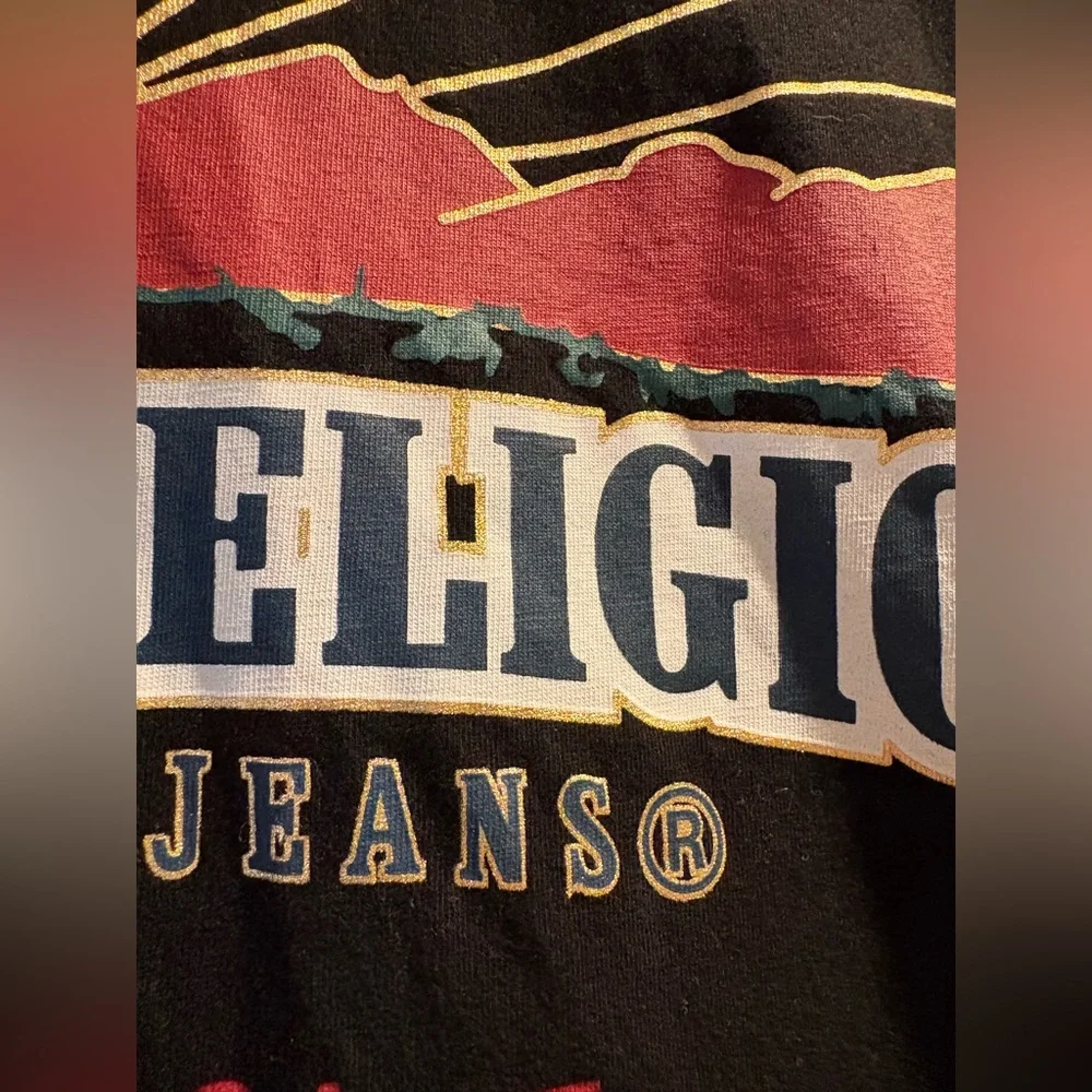 True Religion Black Tee with Colorful Graphic
