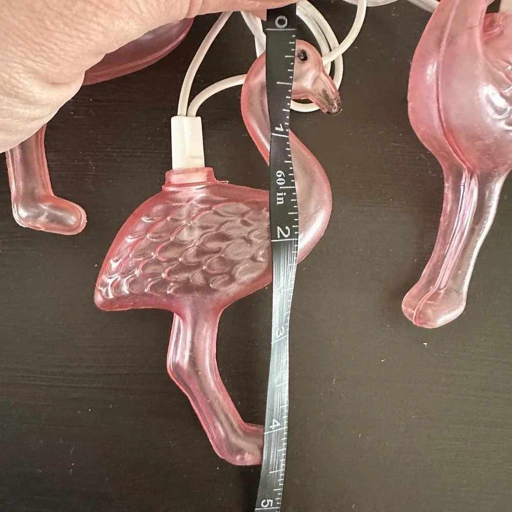 VTG 2 Strands Blow Mold 20 Flamingo String Lights Tropical Party Luau READ‎ Pink