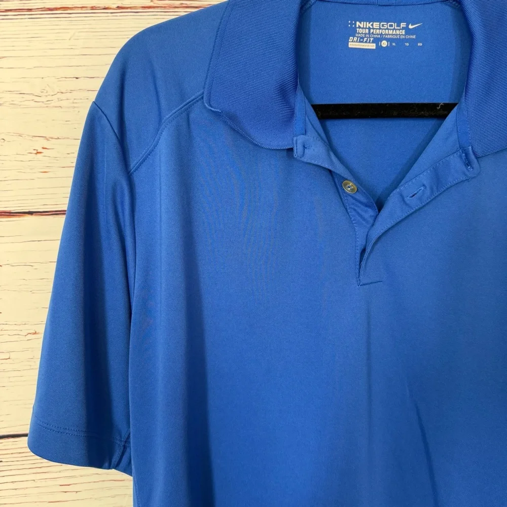 Nike Golf Dri-FIT Tour Performance Polo‎ XL Cobalt Blue Shirt Swoosh Classic