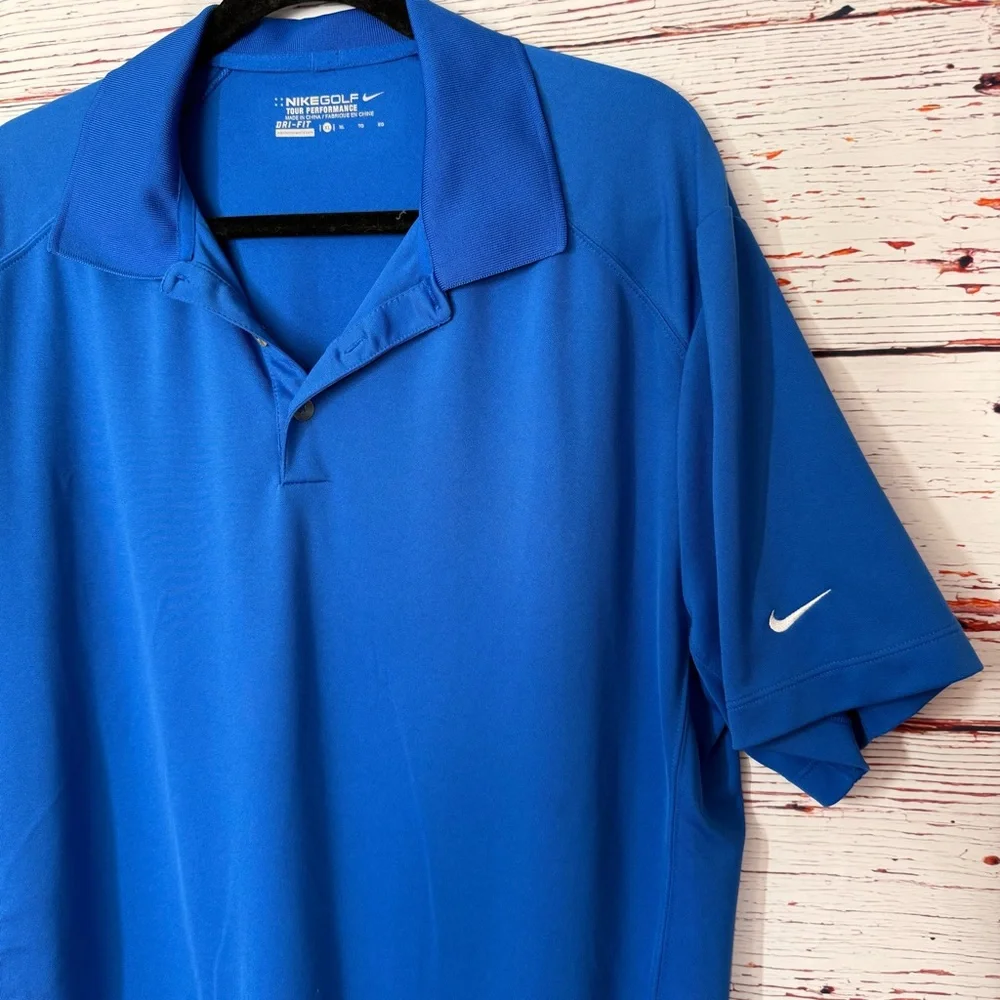 Nike Golf Dri-FIT Tour Performance Polo‎ XL Cobalt Blue Shirt Swoosh Classic