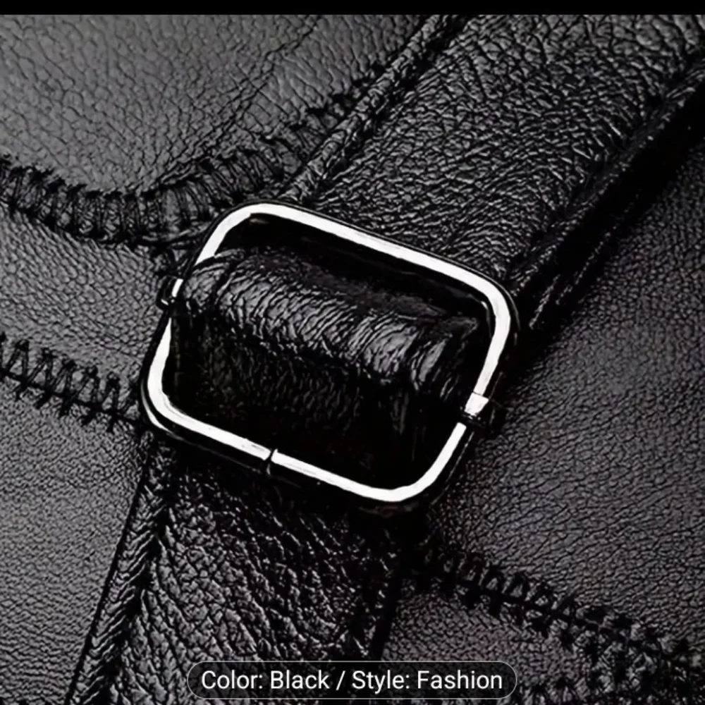 Black Leather Handbag CrossBody‎ Bag Hand Painted Black Shoulder New Z6