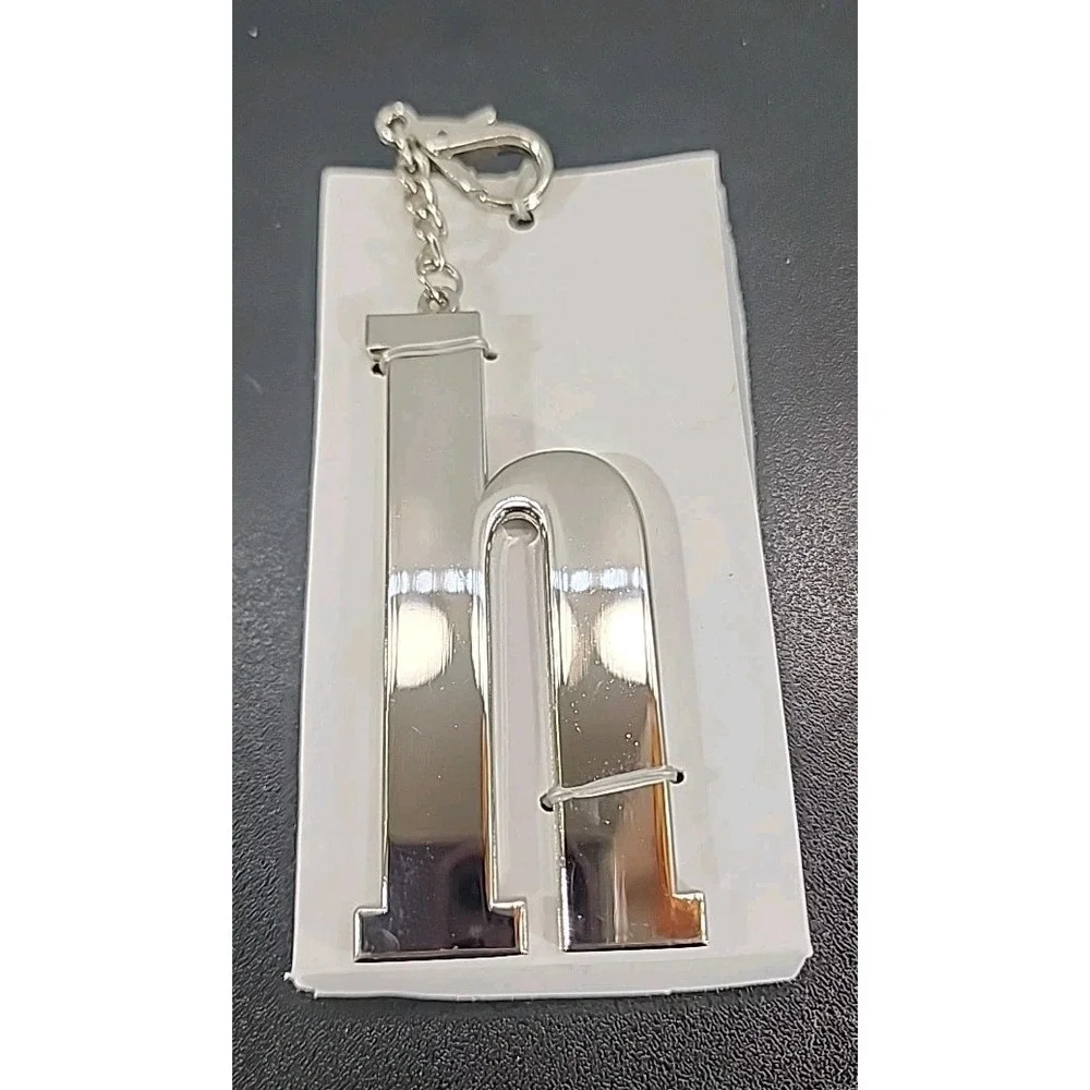 New-Letter H Keychain Silver‎ Tone Metal Ganz Initial Key Ring Purse Fob