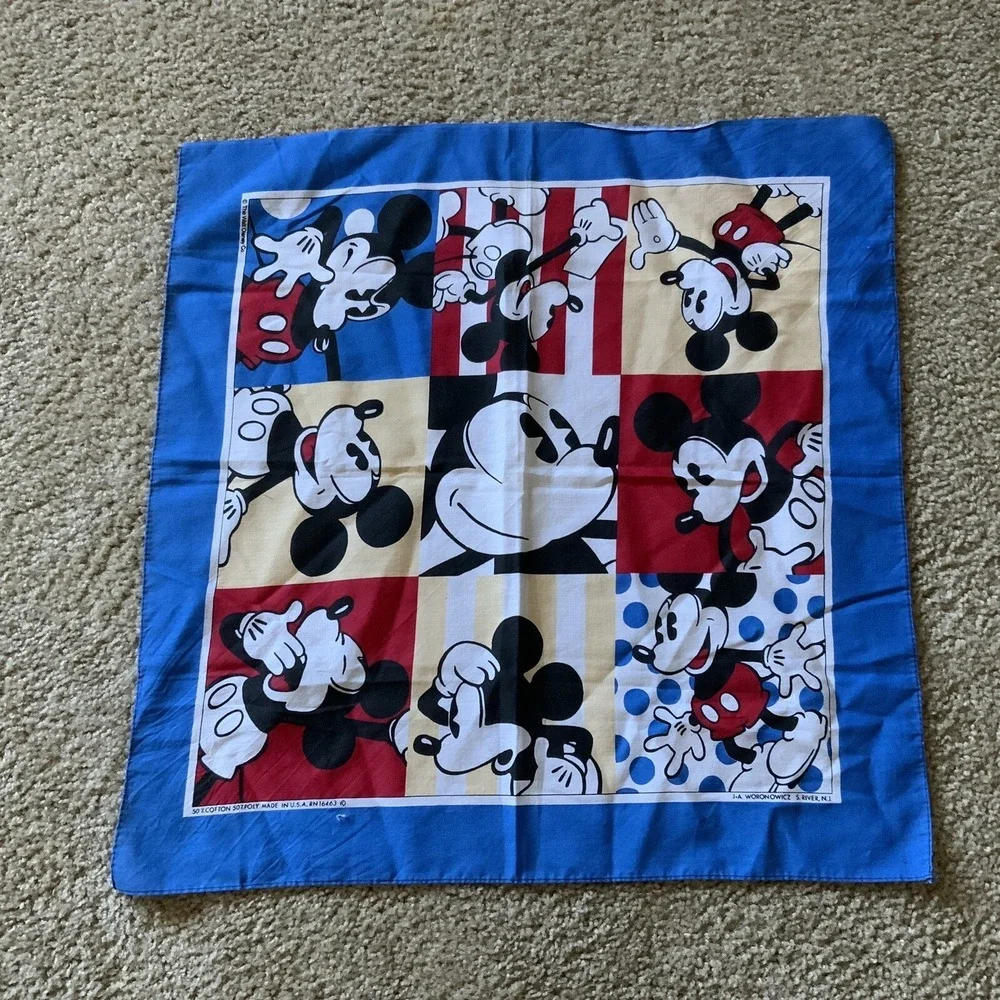 Vintage Walt Disney Woronowicz South River NJ Mickey Mouse Bandana USA RN #16463