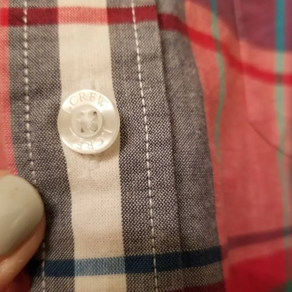 J. Crew Summer Plaid Button Down Slim Large