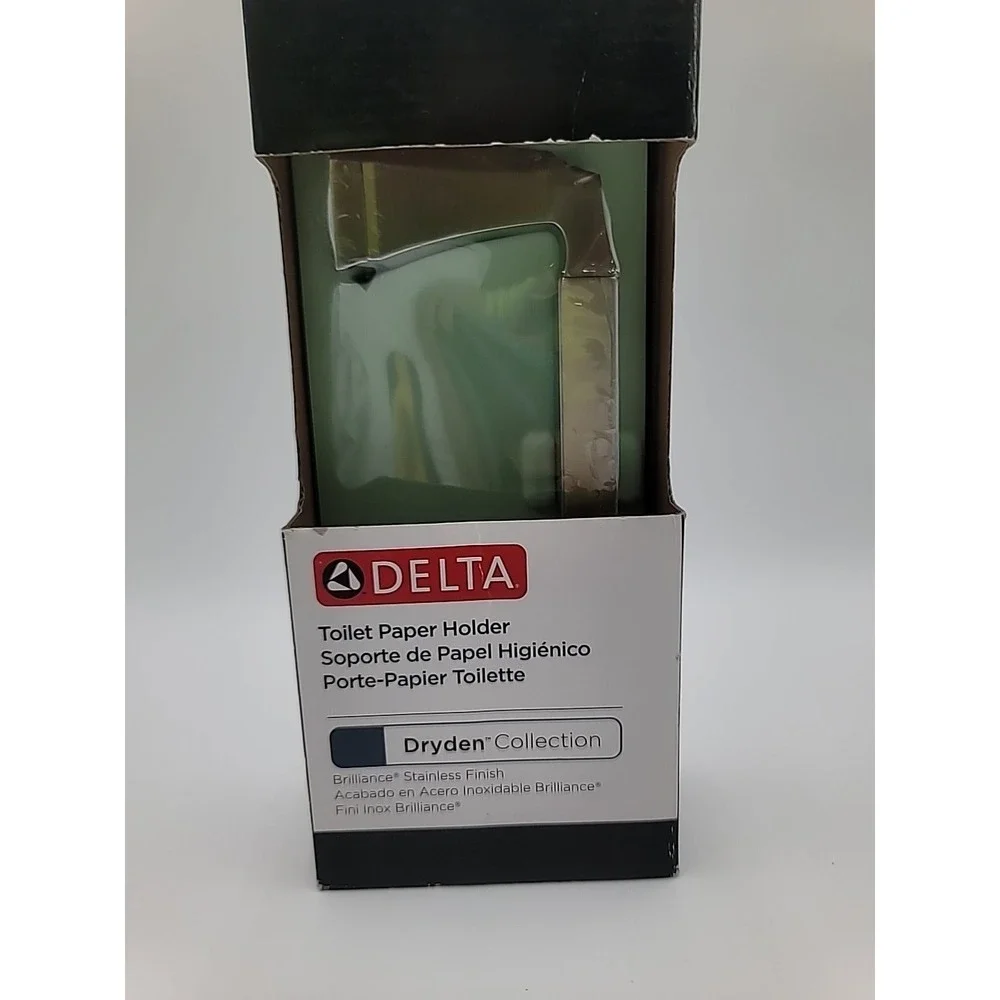 Delta Dryden Toilet Paper Holder Stainless Steel Finish‎ Flip Up Easy Change TP