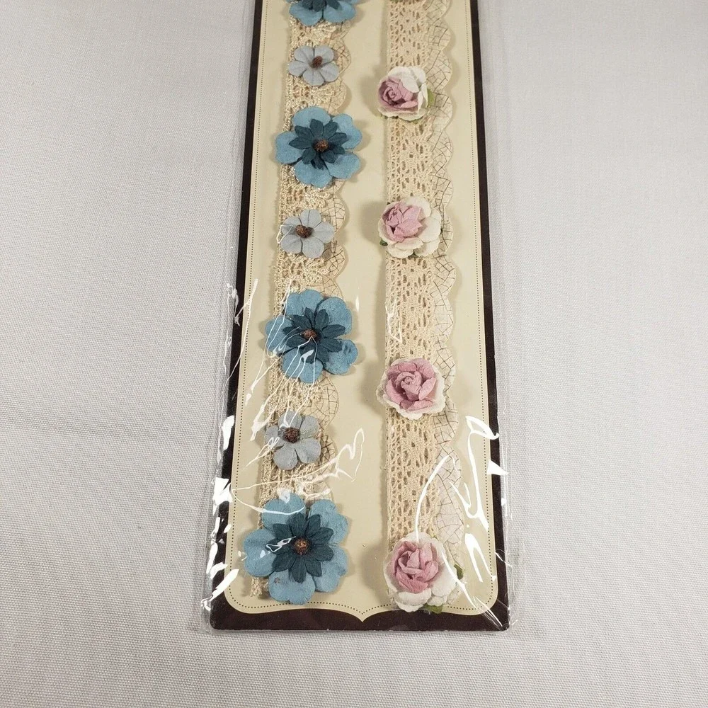 Recollections Floral‎ Lace Scrapbook Embellishments Pack Of 2 Blue Pink